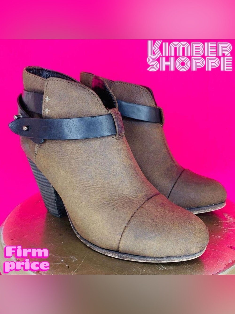 Rag & Bone Harrow Brown Leather Wraparound Strap Heeled Ankle Boot EU 38 UK 5.5